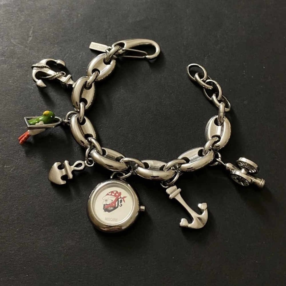 MOSCHINO  “Time 4 Pirates ”  Ladies Watch Charms  Bracelet/Need А New Battery